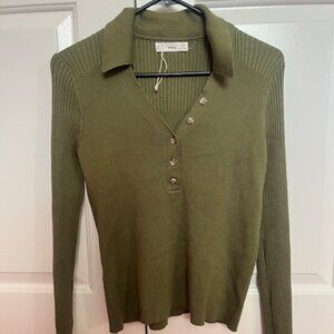 MANGO POLO NECK RIBBED SWEATER